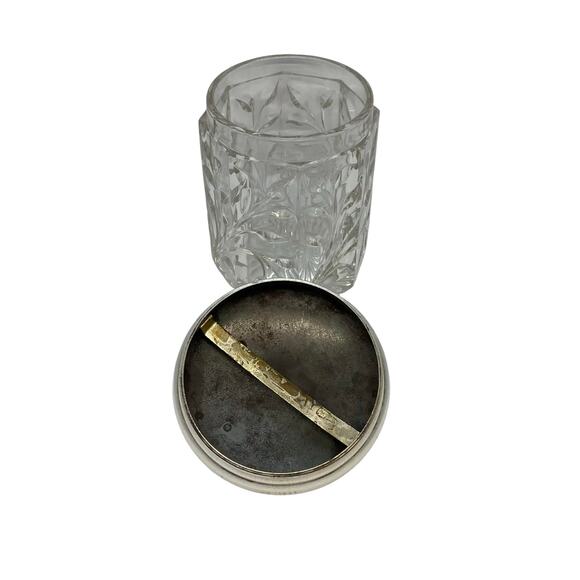 1920’s Arts & Crafts Glass Pipe Tobacco Humidor With Pipe Design Lid - Picture 7 of 12